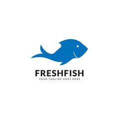 Fish in the water Logo design vector template. Seafood restaurant shop shop Logotype concept icon.