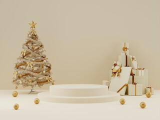 3D Christmas and Happy new year for show product social media post banner template, pastel background