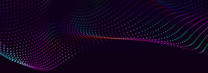 Sci-fi background. Digital wave with many particles. Big data visualization. Template for festive presentation. 3d