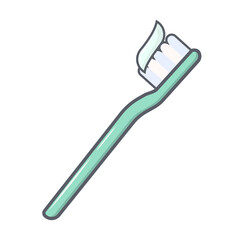 Toothbrush with toothpaste icon. Flat illustration of toothbrush with toothpaste vector icon isolated on white background.