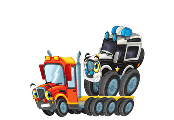 funny cartoon tow truck driver car children illustration