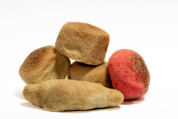 Pandesal or pandesal with Spanish bread - Filipino traditional bread eaten during breakfast and afternoon snacks. Isolated in white