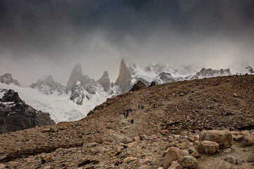 Beautiful nature of Patagonia. Fitz Roy trek, view of Andes mountains, Los Glaciers National Park,...
