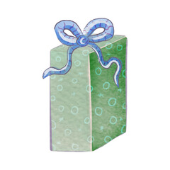 Christmas New Year gift with ribbons on the background.