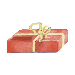 Christmas New Year gift with ribbons on the background.