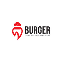 burger with fire, grilled burger logo design vector