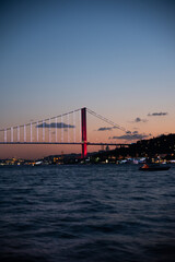 Bosphorus Bridge against the setting sun