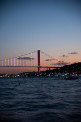 Bosphorus Bridge against the setting sun