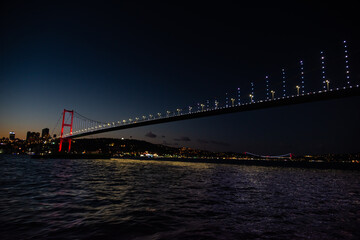 Fototapeta na wymiar Bosphorus Bridge against the setting sun