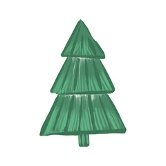 Cartoon Christmas tree stylized on the background