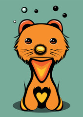 Cute funny and scary cartoon monster. Vector illustration