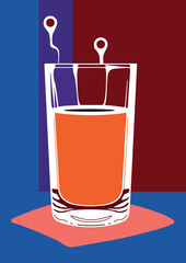 Cocktail background. Template with classic alcoholic drink, shot. Vector illustration.