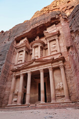 view early morning of the treasury or Al-khazneh in petra