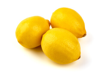 Organic lemon fruits, isolated on white background.