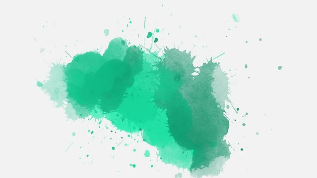 Dark green Watercolor ink drops. Abstract ink slow motion transition reveal. ink splatter compositing, watercolor transition, ink wet brush stroke, fluid art background, overlay, alpha matte.
