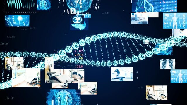 Genetic information and medical technology concept. Regenerative medicine. Biotechnology.