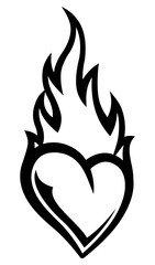 Heart burn silhouette vector graphic flaming heart symbol of love and passion logo and tattoo template heart shape with flames car sticker © Artoholics
