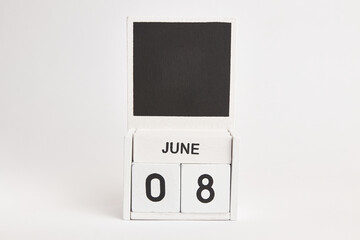 Calendar with the date 08 June and a place for designers. Illustration for an event of a certain date.