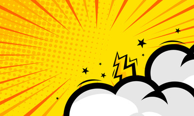 Comic yellow background with cloud 