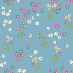 Cute, spaced out, isolated, seamless, print, floral pattern, conversational,  pattern, colorful doodle flowers, hand drawn florals, vector blooms