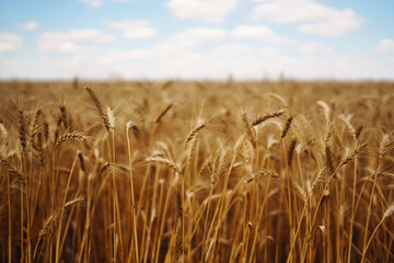 Gold wheat field. Growth nature harvest. Agriculture farm.