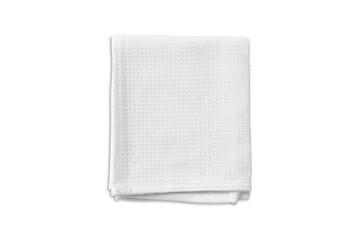 Blank white folded dishcloth mockup isolated on white background. 3d rendering.