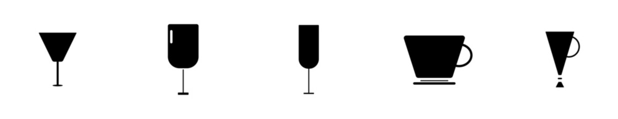 5 Drink Glass Black Icon Bundle A