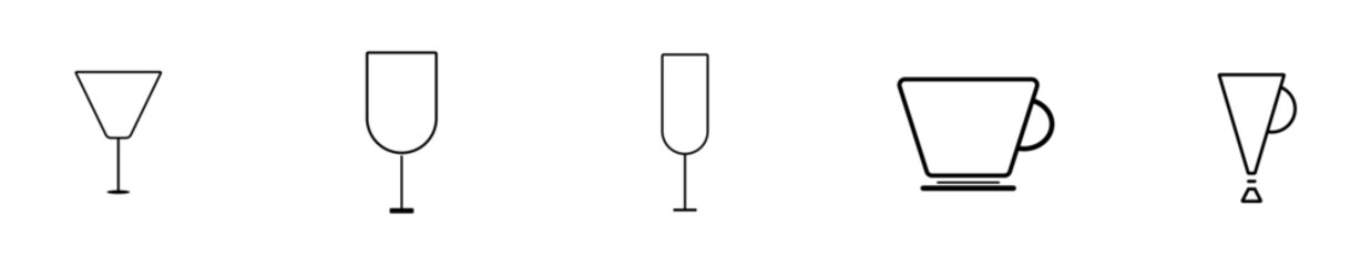 5 Drink Glass Outline Icon Bundle