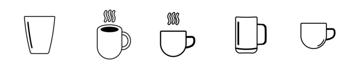 5 Drink Glass Outline Icon Bundle B