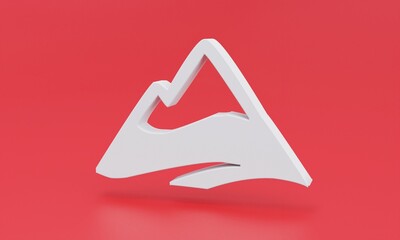 White winter icon 3D render isolated on red background. Minimalism concept.