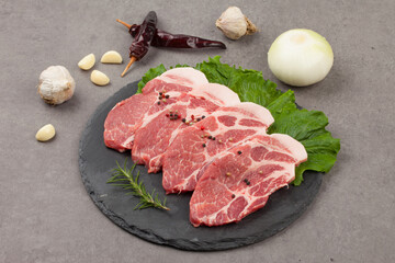Indoor, meat, pork neck, pork neck, fat, raw meat, pork, food, meal, fresh, cooking, food,...