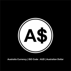 Australia Currency, AUD Sign, Australian Dollar Icon symbol. Vector Illustration