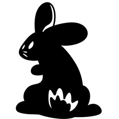 drawing of silhouettes of black rabbits symbols of the new year, isolated
