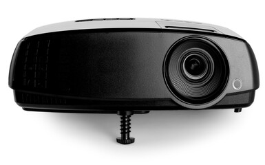 black blue multimedia projector on white background