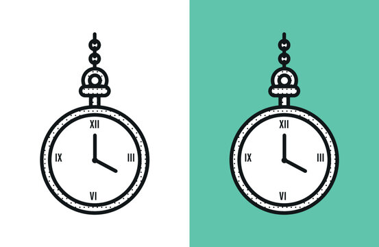 Vintage antique pocket watch illustration vector