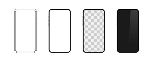 mobile phone mockup vector. smartphone isolated on white background. cellphone frame mock up.