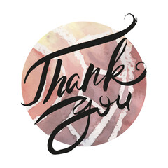 Thank You. Ink lettering art. Hand drawn lettering phrase. Modern brush calligraphy card. Illustration isolated on white background