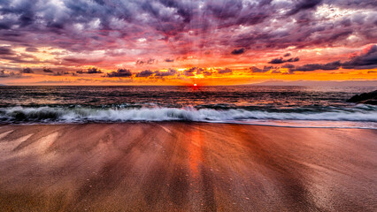 Fototapeta na wymiar Sunset Ocean Inspirational Nature Sun Rays 16.9 High Resolution