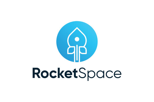 Blue gradient rocket space logo design