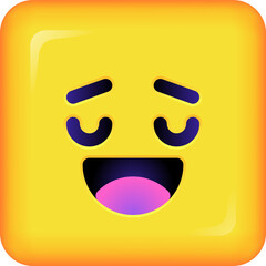 Cool square Emoticon. Yellow Emoji faces emoticon smile, digital smiley expression emotion feelings, chat cartoon emotes. png illustration icon