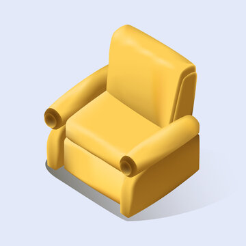 Yellow armchair icon on pastel background for logo