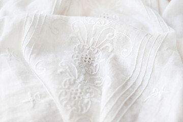 Beautiful white french lace. Fabric for wedding dress.