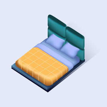 Bed icon on pastel background for logo
