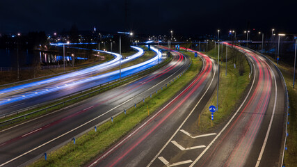 Vaajakoski motorway at night in Jyv&auml;skyl&auml;.
