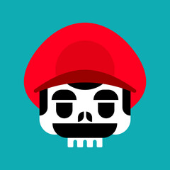 Mustachioed plumber skull. Vector illustration