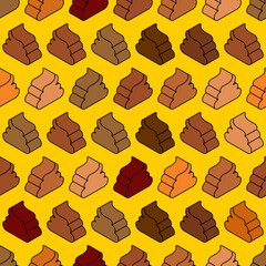 Shit isometric style pattern seamless . Poop background Vector.