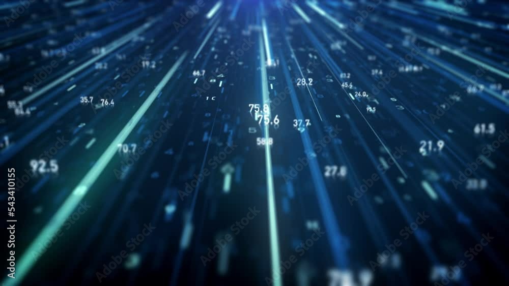 Poster big data digital business hitech background/ 4k animation of an abstract wallpaper big data business