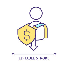 Financial coverage RGB color icon. Insurance protection. Policyholders benefit. Finance assistance. Isolated vector illustration. Simple filled line drawing. Editable stroke. Arial font used