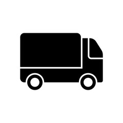 Cargo Fast Delivery Service Black Silhouette Icon. Freight Van Transport Courier Simple Symbol. Deliver Lorry Distribution Sign. Shipping Truck Parcel Glyph Pictogram. Isolated Vector Illustration