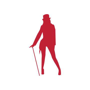 silhouette of a woman in red